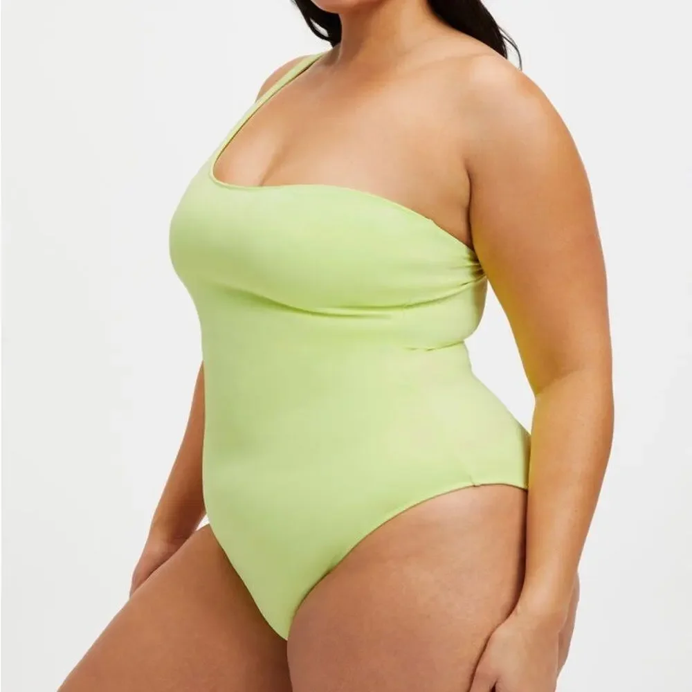 Good American One Shoulder Swimsuit Size 4X Black Compression NWT